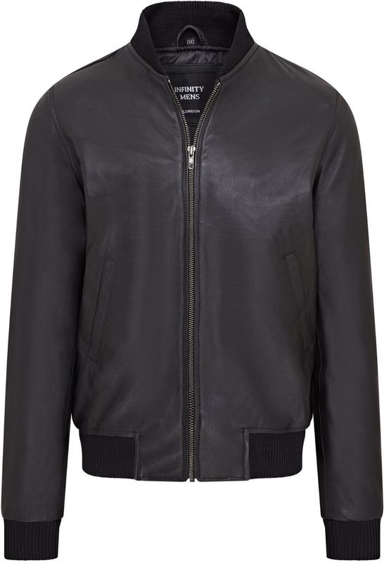 Heren - MA-1 Varsity - Bomberjack - Zwart - 100% Zacht Lamsnappa