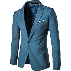 Oceaanblauwe slim-fit zakelijke casual blazer