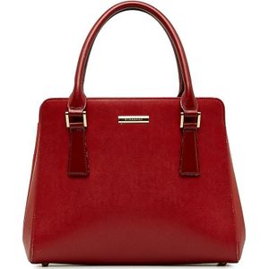 Vintage Burberry Calf Leather Handbag Red