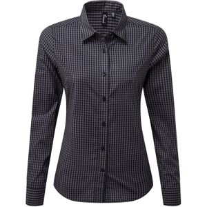 Premier Dames/Dames Maxton Gingham Shirt Met Lange Mouwen (Staal/Zwart)