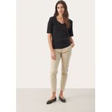 Part Two - T-Shirt - Zwart - Katoen - V-Halslijn - Korte Mouwen