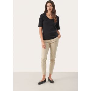 Part Two - T-Shirt - Zwart - Katoen - V-Halslijn - Korte Mouwen