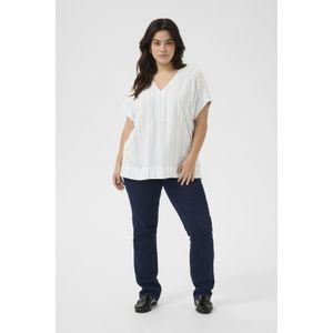 KAFFE - CURVE - Blouse - Lichtblauw / Wit - Blouseshirt