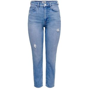 ONLY cropped high waist straight fit jeans ONLEMILY light blue