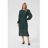 Cream - Jurk - Effen - 3/4 Lengte - Lange Mouw - Normale Pasvorm