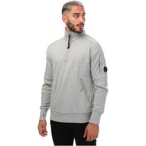 Heren C.P. Company Diagonal Raised Sweatshirt met halve rits in grijs