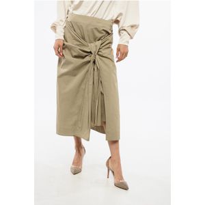 Geplooide katoenen lange rok in beige