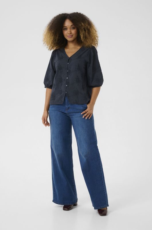 Cream, Dames, Blouses & Shirts, Blauw, Maat: XS Katoen,