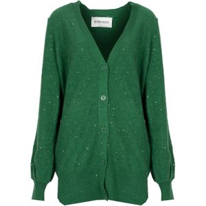 Silvian Heach - Vest - Groen - 45% Acryl 28% Wol 10% Alpaca 10% Polyester 7% Metallic Draad