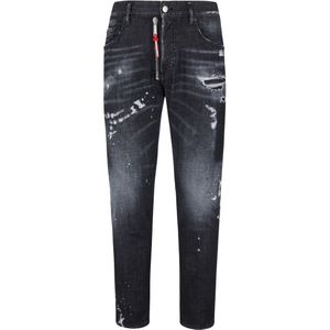 Dsquared2 - Skater Jean - Zwart - Slim Fit - Verfspatten