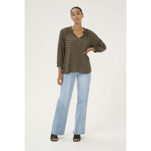 Blouse met lange mouwen Regular fit Major Brown/Chalk Dot brown white