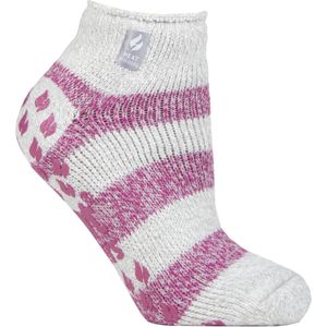 Heat Holders - Laag uitgesneden enkelsokken voor dames - Lichtgrijs / Bessen (Valencia)