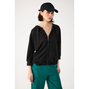 Sweat-shirt à capuche zippé en tissu modal soyeux