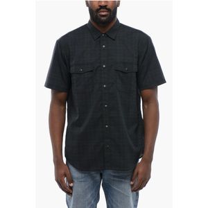 Geruit MESH-overhemd met korte mouwen in groen