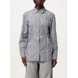 Ganni - Zwart Gestreept Relaxed Fit Shirt - Overhemden - Dames - Katoen