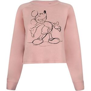 Disney Dames/dames Giggles Mickey Mouse Cropped Sweatshirt (Stoffig Roze/Zwart) - Maat XL
