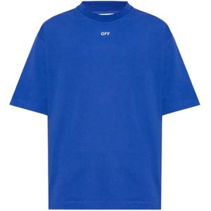 Off White Heren Logo Stempel T-Shirt (Donkerblauw)