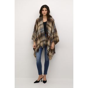 Cream - Geruit Cape - Aardebruin - Poncho
