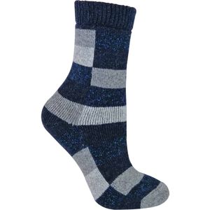 Dames geruite wol / zijde mix sokken - Grijs / Marine