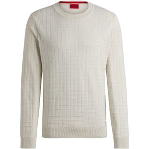 Hugo Heren Scoult Grid Katoenen Sweater Top (Natuurlijk)
