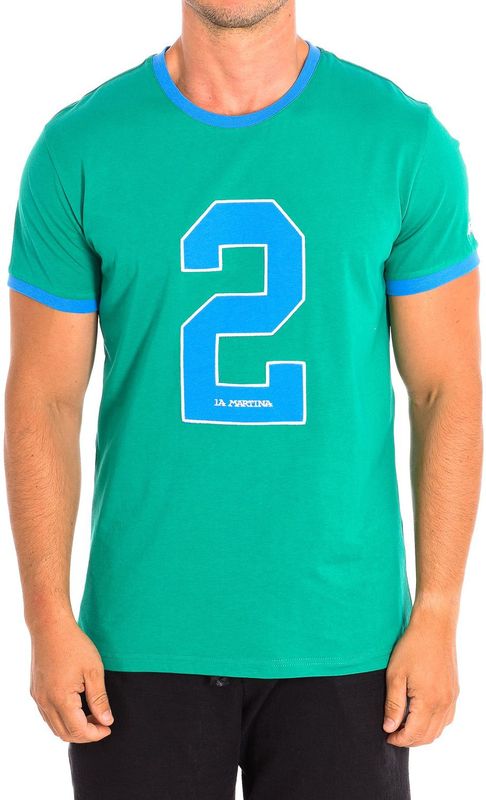 La Martina - TMR312-JS206 - T-shirt - Groen-blauw - Korte Mouw