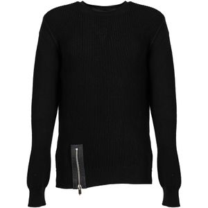 Les Hommes - Sweater - Katoen - Zwart - Gevlochten Patroon