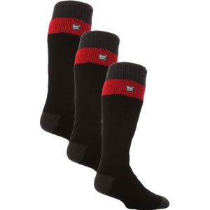 Heat Holders lange thermisch gestreepte skisokken voor heren - Zwart Rood