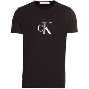 Calvin Klein Jeans Mannen Biologisch Katoenen Logo T-shirt in Zwart