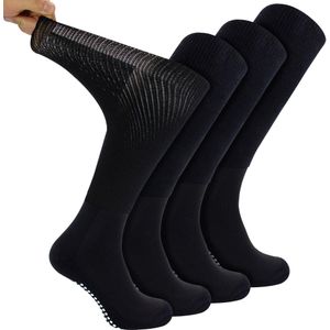 4-Pack Lange Bamboe Diabetessokken Met Grip Voor Mannen En Vrouwen