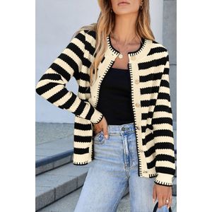 Gestreepte Knopen Cardigan
