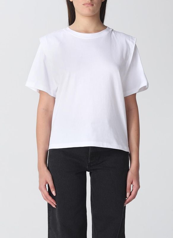 T-shirt - Wit - Relaxed Fit - Met Schouderdetails