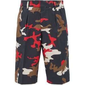 BOSS - Kirio - Korte Broeken - Donkerblauw - Relaxed Fit - Camouflage-Print