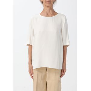 Zijde Blouse Ronde Hals Halve Mouwen