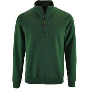SOLS Heren Stan Contrast Zip Neck Sweatshirt (Fles Groen) - Maat 2XL