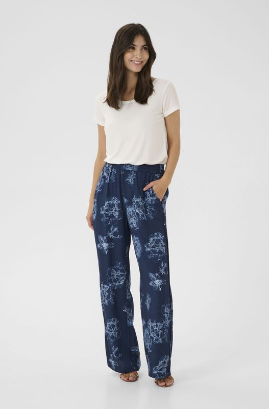 Casual broek Straight fit Blue Flower blue