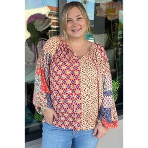 Patchwork Print Blouse Lange Mouwen