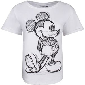 Disney Dames/dames Mickey Mouse Schets T-shirt (Wit/zwart) - Maat XL