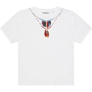 Marcelo Burlon Kinderen/Kinderen Vederhalsband T-shirt (Wit)