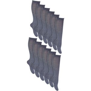 12 paar ademende katoenen kniekousen voor meisjes - Grijs