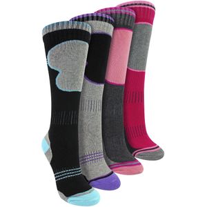 4-Pack Meisjes Skisokken | Thermische Winter Kussensokken voor Kinderen