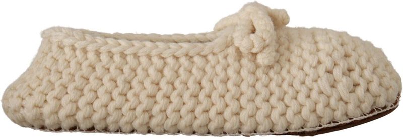 Dolce & Gabbana Dames Witte Slip On Ballerina Flats Wol Gehaakte Schoenen