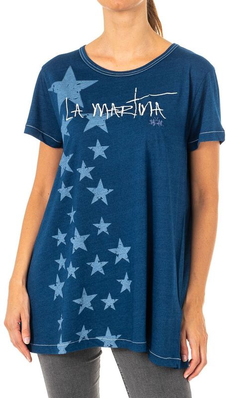 Dames-T-shirt - Blauw - LWR304 - Korte Mouwen - Ronde Hals