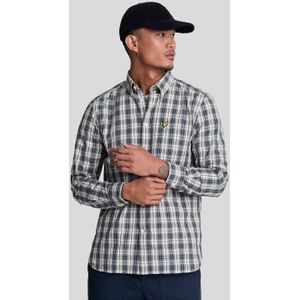Lyle & Scott - Gewassen Geruit Poplin - Overhemd - Donker Marineblauw - Lange Mouwen