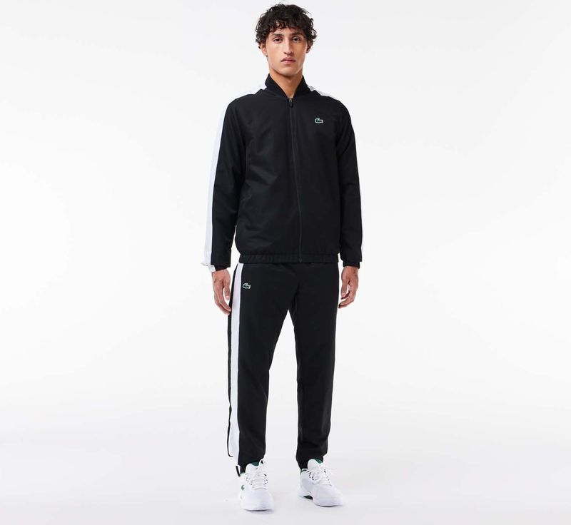 Men's Lacoste Colourblock Tennis Tracksuit in Black-White