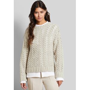 Gebreide Trui - Beige - Gaatjesbrei - Lange Mouwen - Ronde Hals