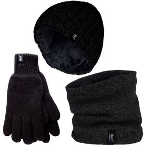 Heat Holders - Heren Muts, Sjaal & Handschoenen Set - Winter Accessoires Set - Zwart