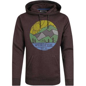 Weird Fish Heren Bryant Grafische Print Pullover Hoodie (Bordeaux)