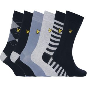 Lyle & Scott Heren Gemengde Geklede Sokken (Set van 6) (Veelkleurig)