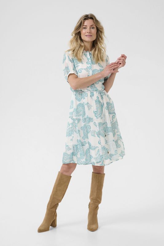 Blousejurk - Lichtblauw - Samira - Normale Pasvorm - Kwartmouw - Knielengte