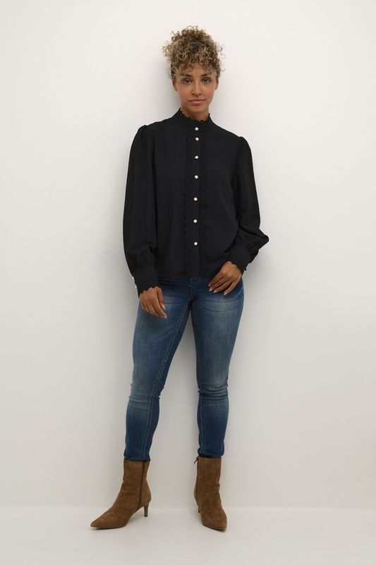 Overhemd - Regular Fit - Heuplengte - Lange Mouwen - 45% Viscose, 43% Polyester, 12% Polyamide